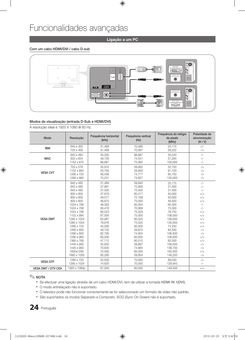 Funcionalidades avançadas | Samsung UE40C6000RW User Manual | Page 186 / 325