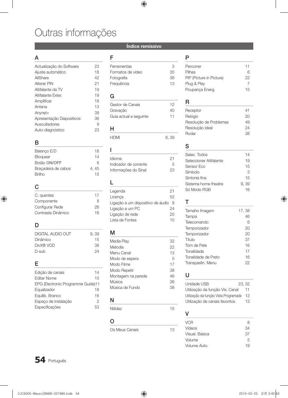 Outras informações | Samsung UE40C6000RW User Manual | Page 216 / 325