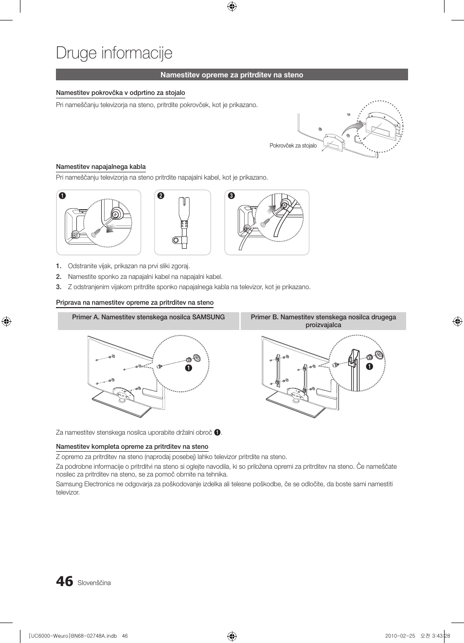 Druge informacije | Samsung UE40C6000RW User Manual | Page 262 / 325
