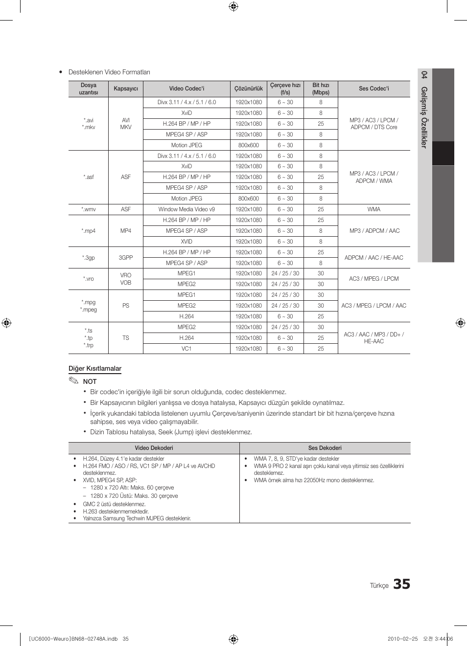 Samsung UE40C6000RW User Manual | Page 305 / 325