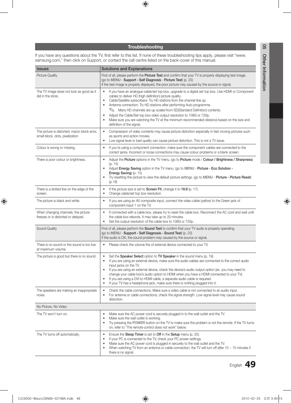 Samsung UE40C6000RW User Manual | Page 49 / 325