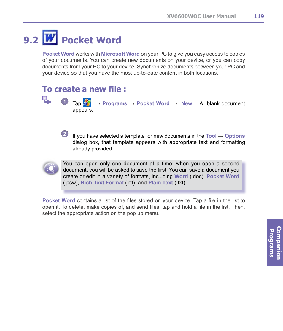 2 ￼ pocket word, Pocket word, 2 pocket word | Verizon Wireless XV6600WOC User Manual | Page 119 / 158