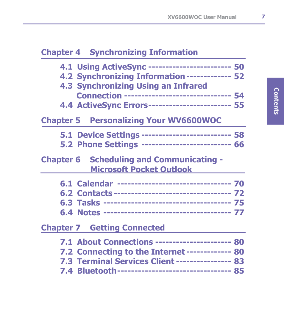 Verizon Wireless XV6600WOC User Manual | Page 7 / 158