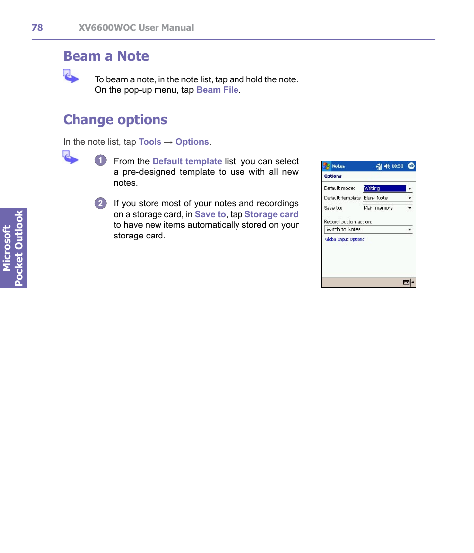 Change options | Verizon Wireless XV6600WOC User Manual | Page 78 / 158