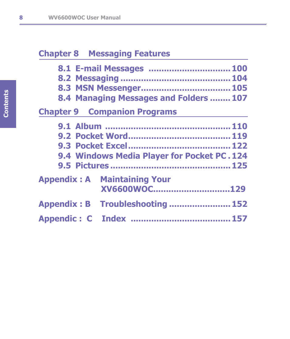 Verizon Wireless XV6600WOC User Manual | Page 8 / 158