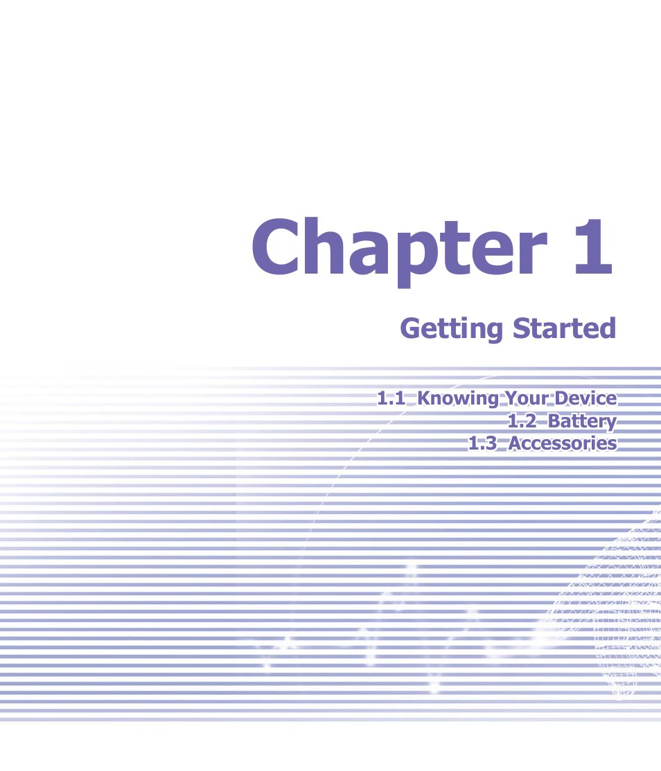 Chapter 1, Getting started, Chapter 1 getting started | Verizon Wireless XV6600WOC User Manual | Page 9 / 158