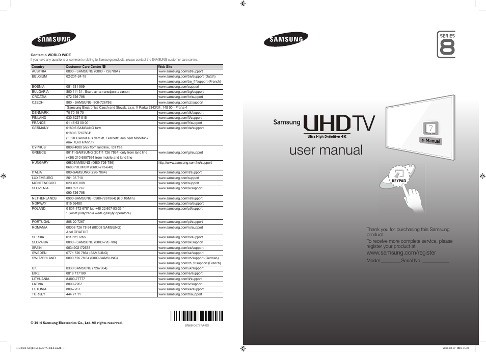 Samsung UE65HU8500L User Manual | 98 pages