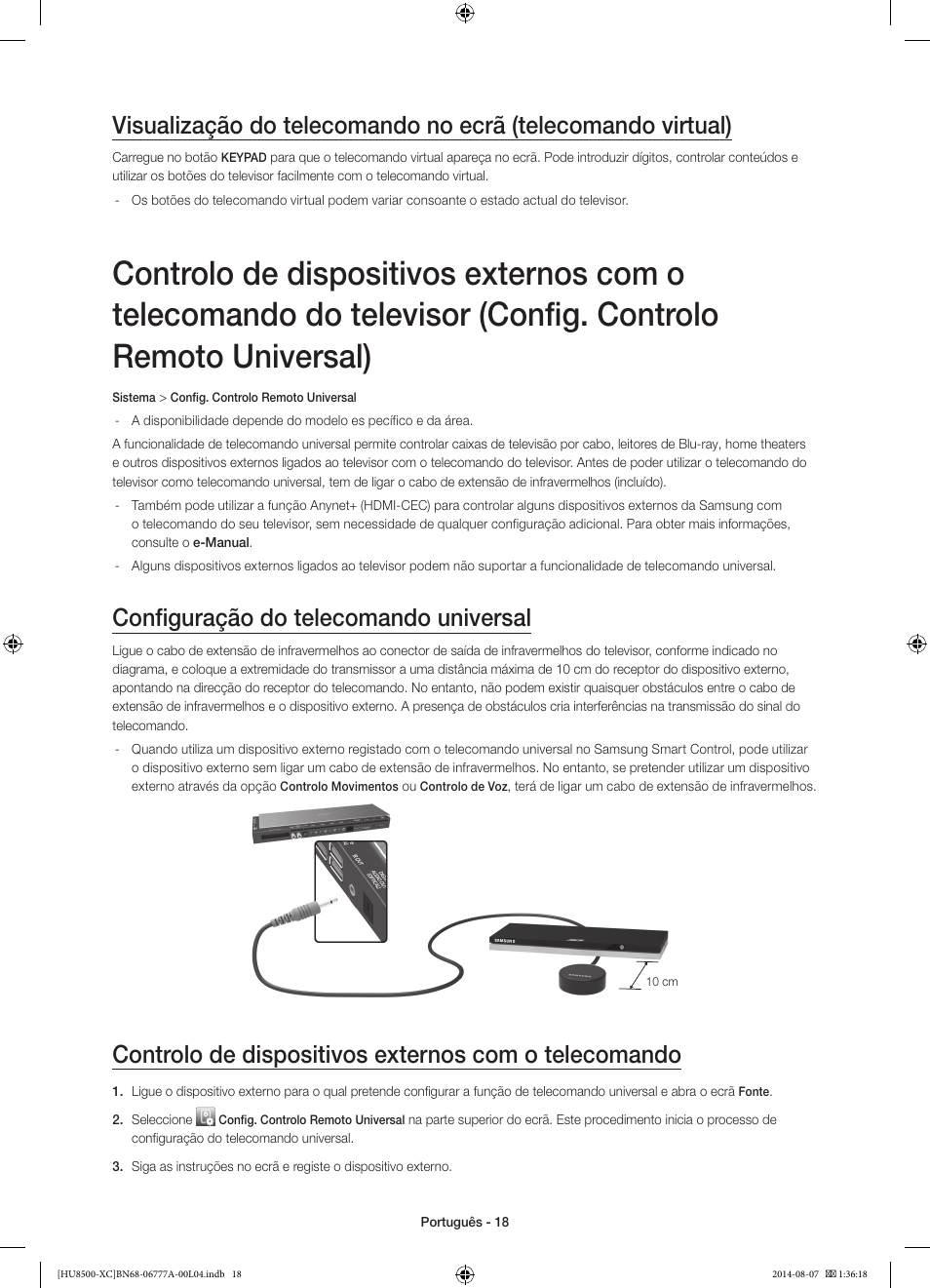 Configuração do telecomando universal | Samsung UE65HU8500L User Manual | Page 90 / 98