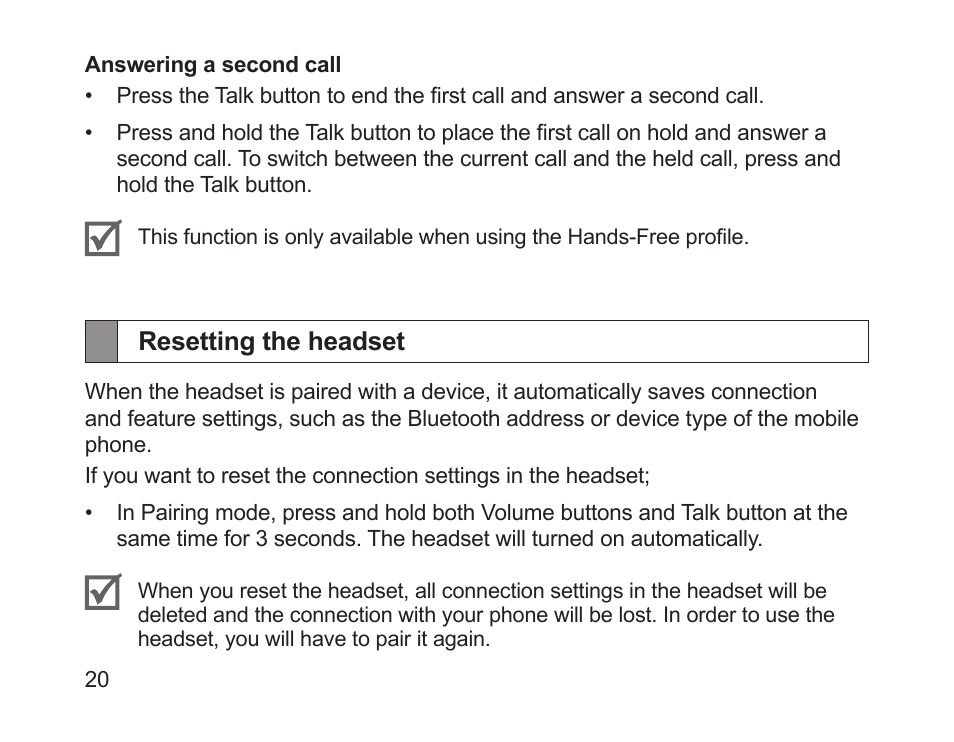 Resetting the headset | Samsung HM1700 User Manual | Page 22 / 84