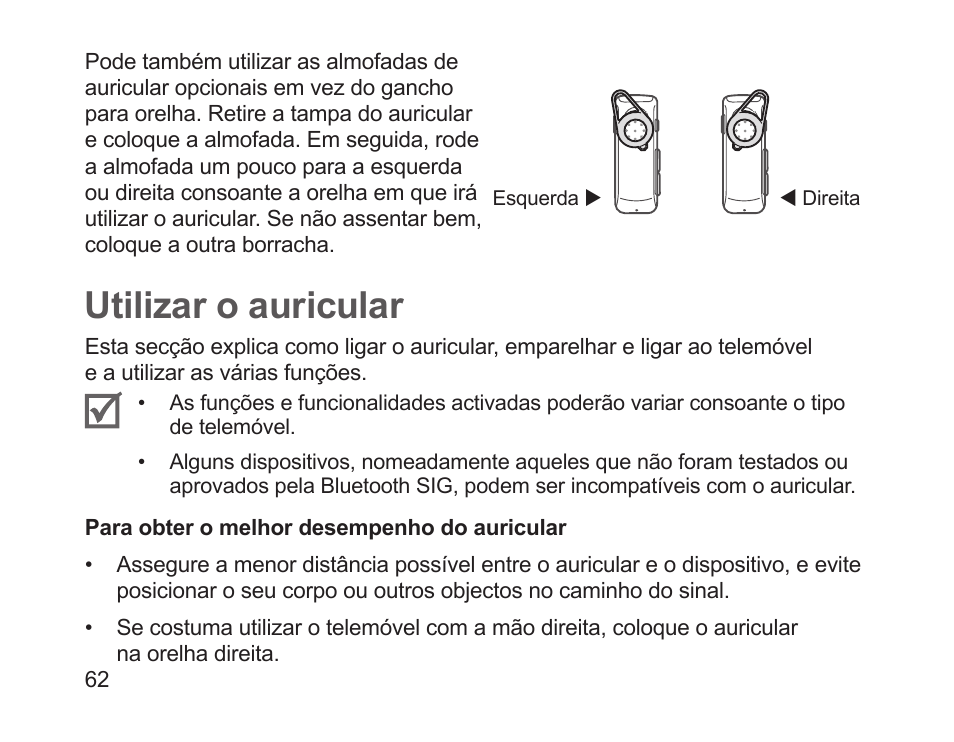 Utilizar o auricular | Samsung HM1700 User Manual | Page 64 / 84