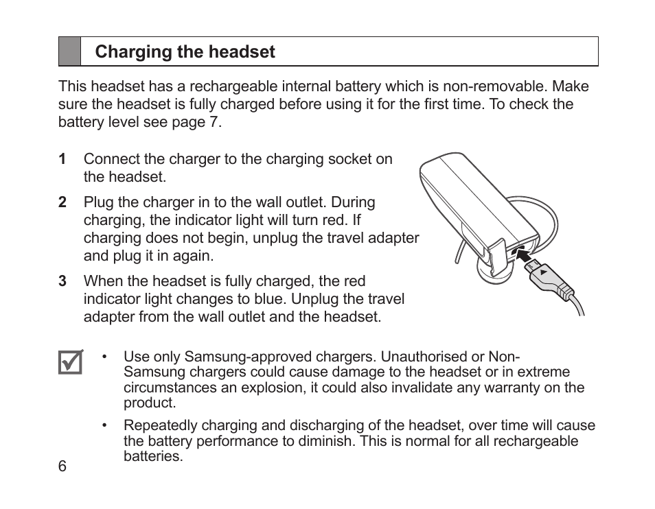 Charging the headset | Samsung HM1700 User Manual | Page 8 / 84