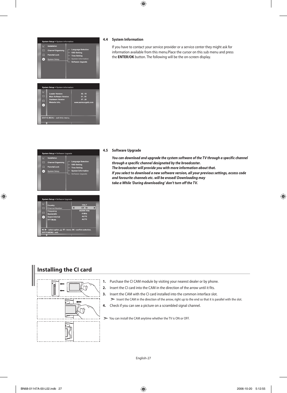 Installing the ci card | Samsung LE32S66BD User Manual | Page 29 / 81