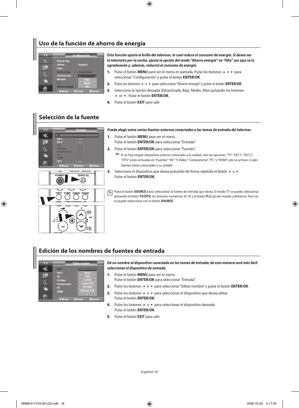 Edición de los nombres de fuentes de entrada | Samsung LE32S66BD User Manual | Page 59 / 81