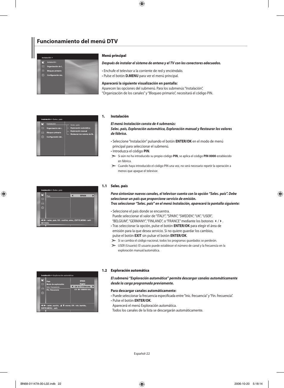 Funcionamiento del menú dtv | Samsung LE32S66BD User Manual | Page 63 / 81