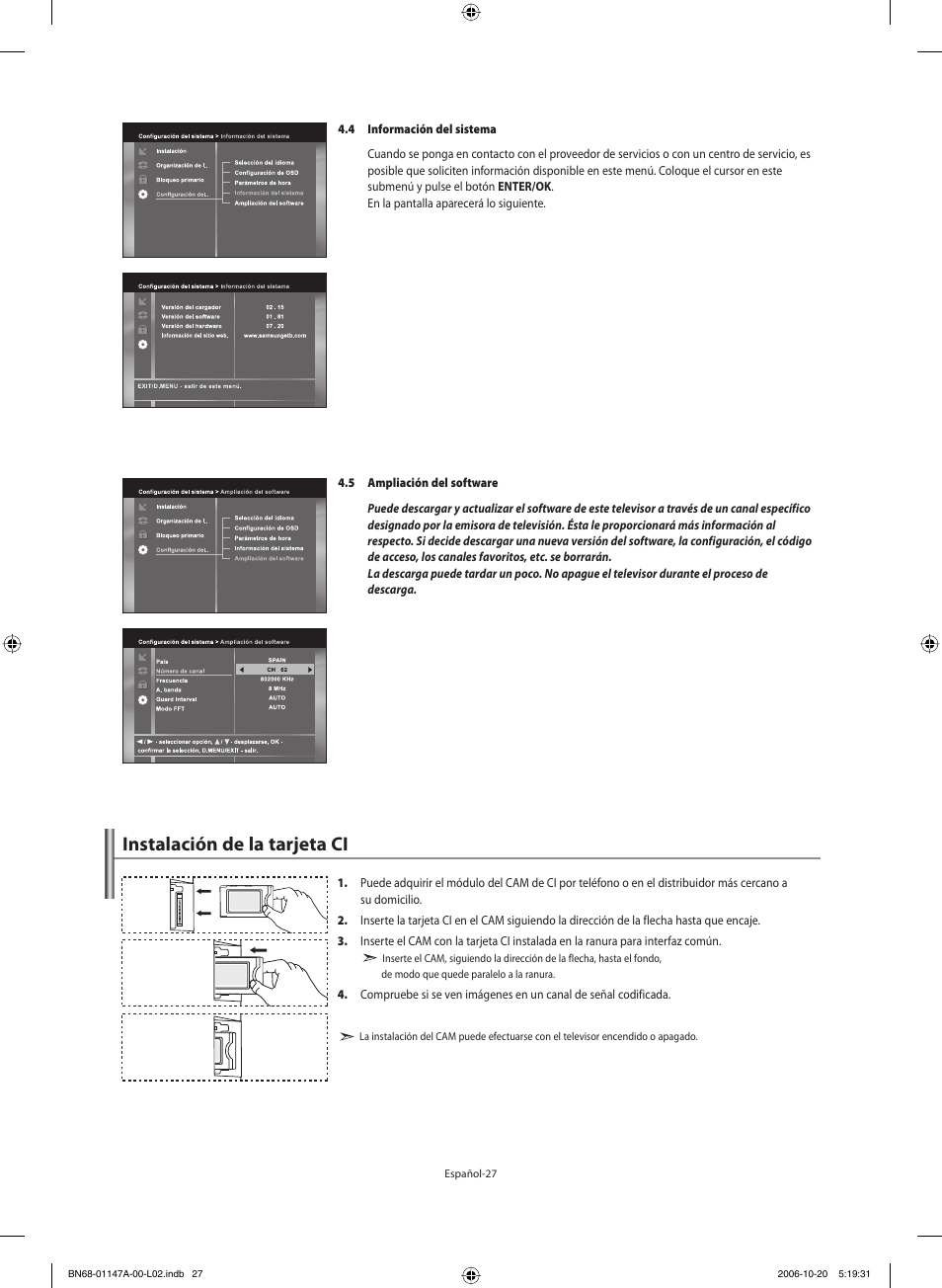 Instalación de la tarjeta ci | Samsung LE32S66BD User Manual | Page 68 / 81