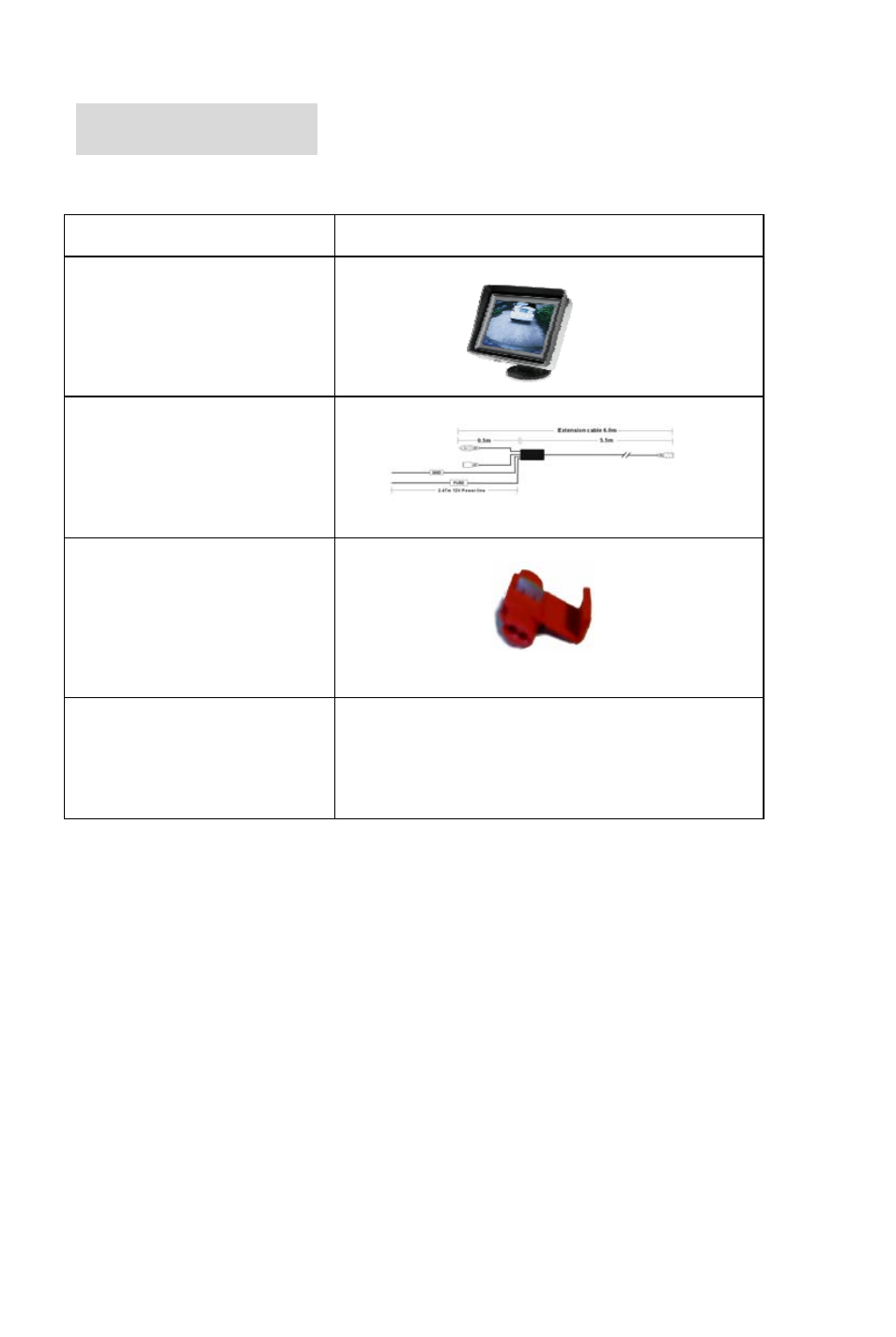Packing list | Audiovox ACAM350 User Manual | Page 4 / 10