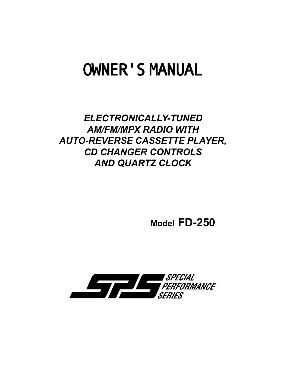 Audiovox FD-250 User Manual | 8 pages