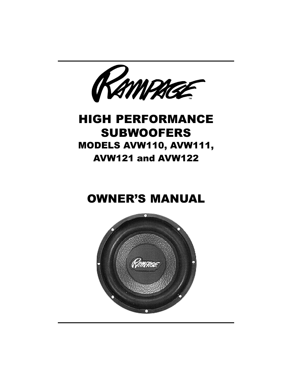 Audiovox Rampage AVW121 User Manual | 6 pages