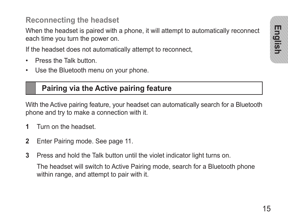 Pairing via the active pairing feature, English | Samsung BHM3500 User Manual | Page 17 / 87