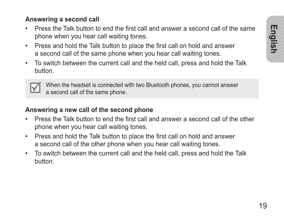 English | Samsung BHM3500 User Manual | Page 21 / 87