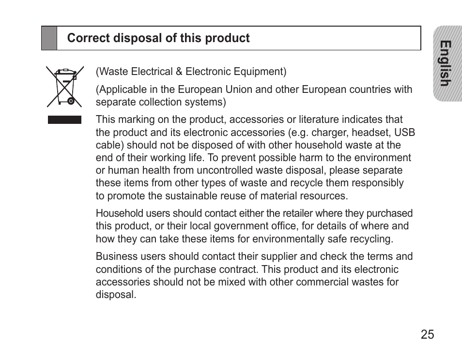 Correct disposal of this product, English | Samsung BHM3500 User Manual | Page 27 / 87
