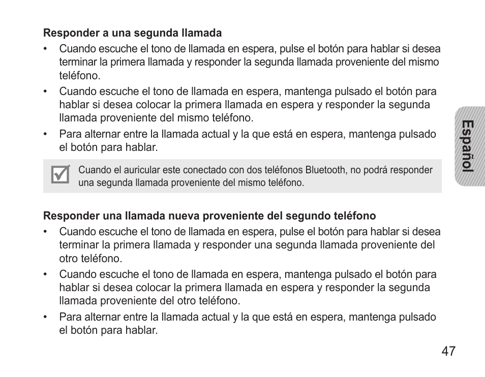 Español | Samsung BHM3500 User Manual | Page 49 / 87