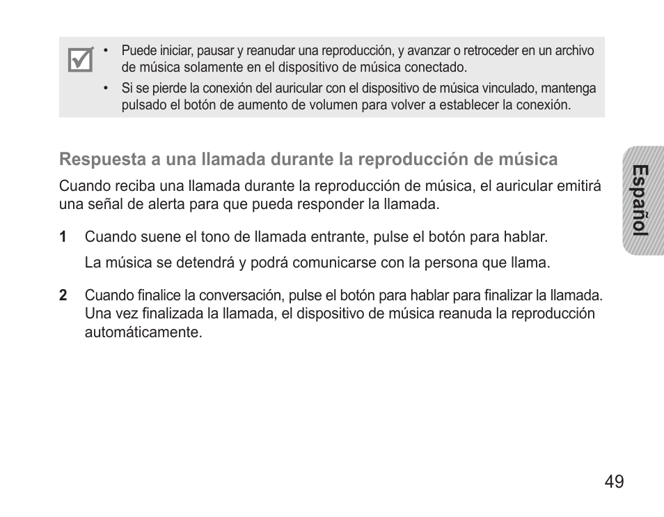 Español | Samsung BHM3500 User Manual | Page 51 / 87