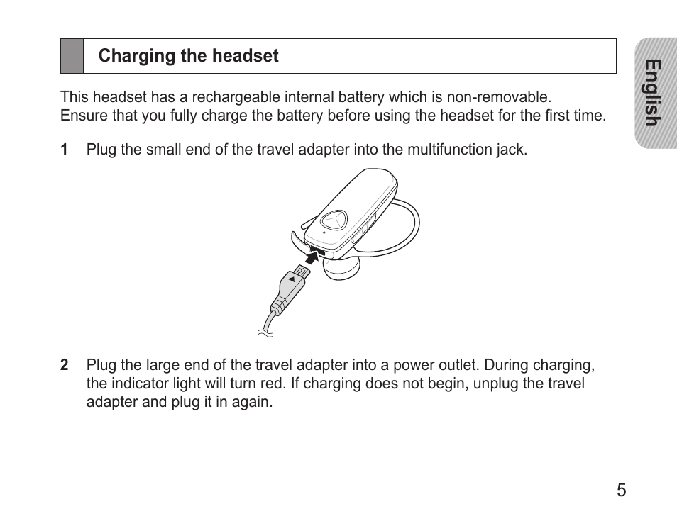 Charging the headset, English | Samsung BHM3500 User Manual | Page 7 / 87