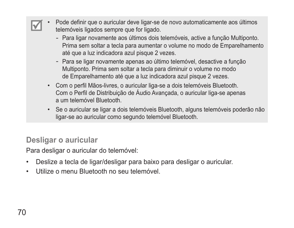 Desligar.o.auricular | Samsung BHM3500 User Manual | Page 72 / 87