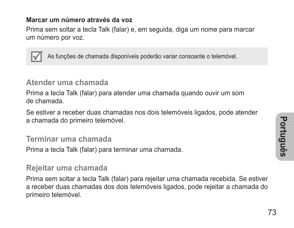 Português | Samsung BHM3500 User Manual | Page 75 / 87