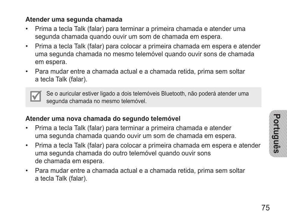 Português | Samsung BHM3500 User Manual | Page 77 / 87