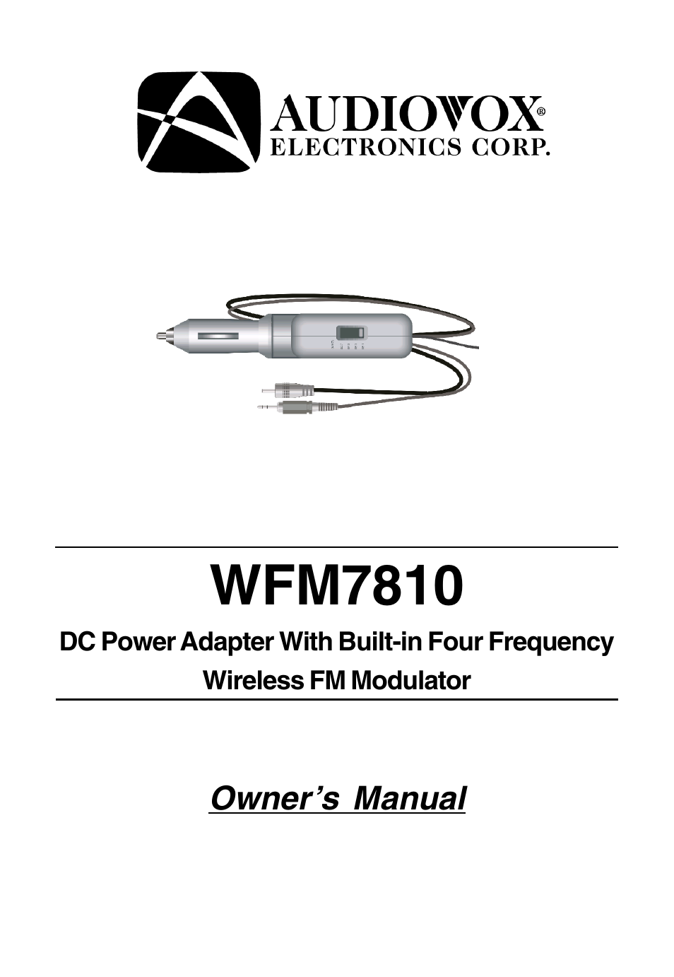 Audiovox WFM7810 User Manual | 3 pages