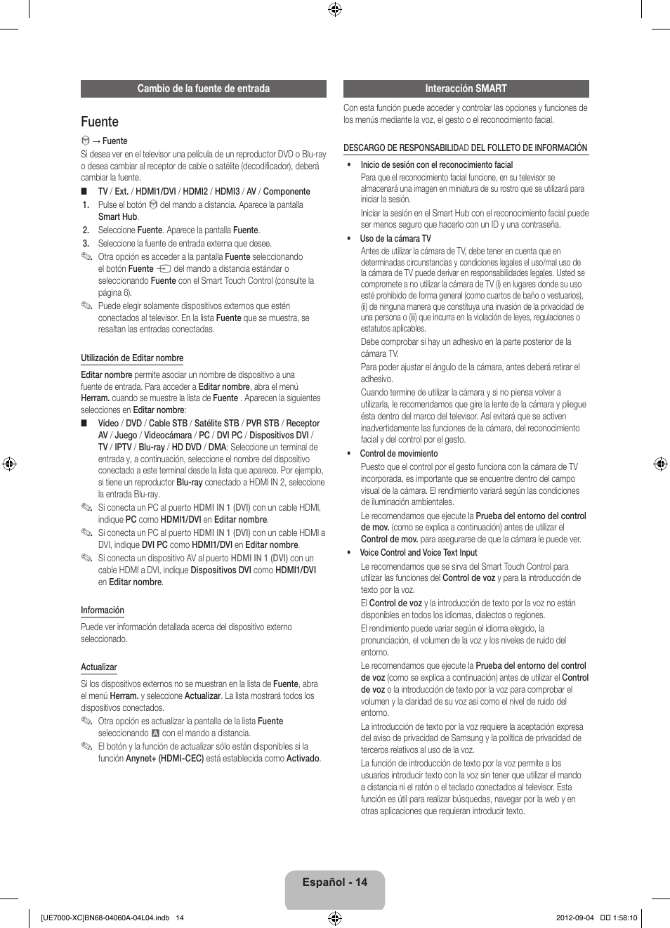 Fuente | Samsung UE40ES7000S User Manual | Page 60 / 93