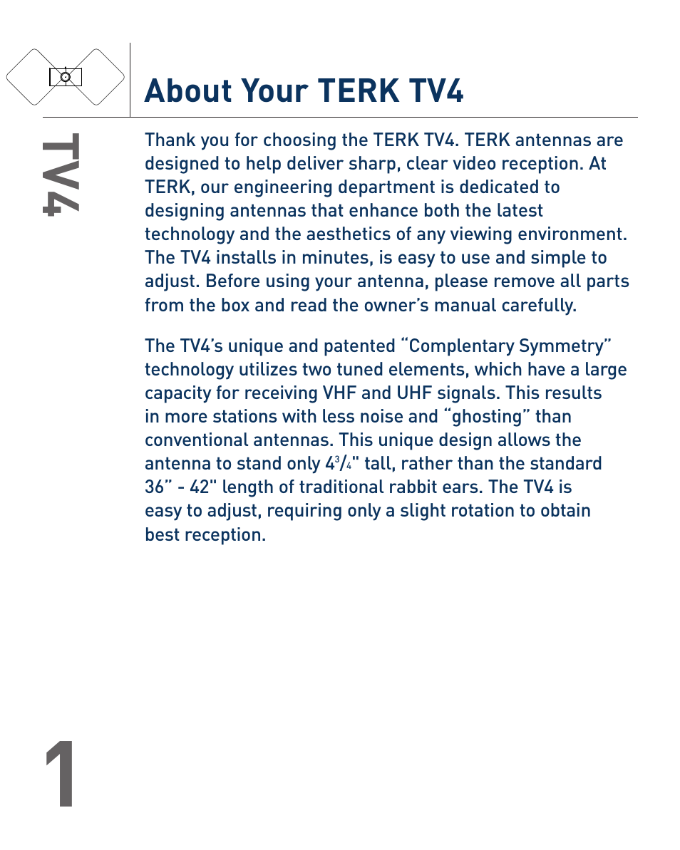 About your terk tv4 | Audiovox TV4 User Manual | Page 2 / 8