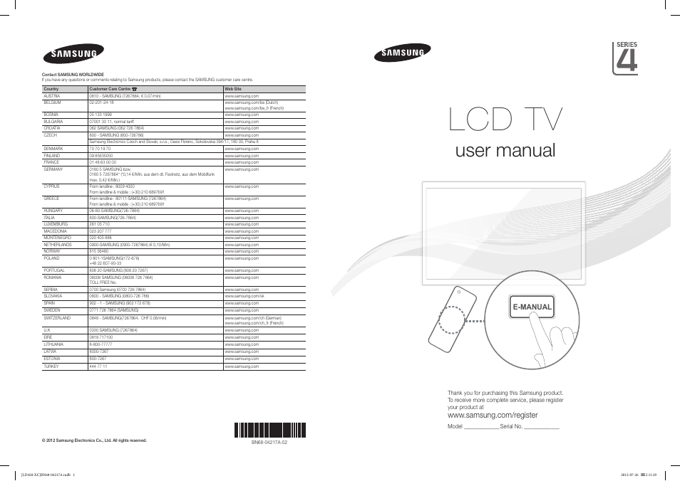 Samsung LE32E420E2W User Manual | 49 pages