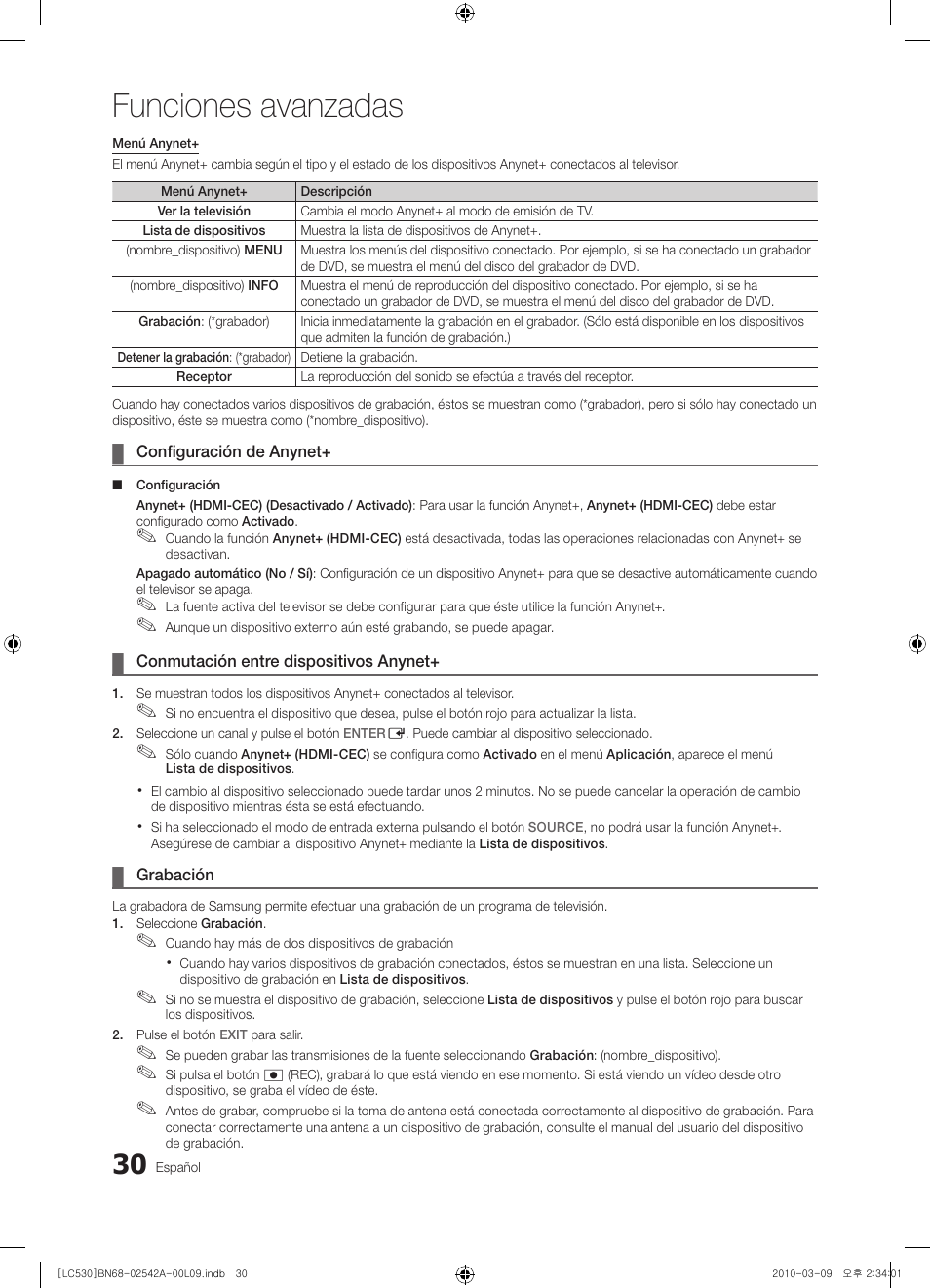 Funciones avanzadas | Samsung LE37C530F1W User Manual | Page 106 / 231