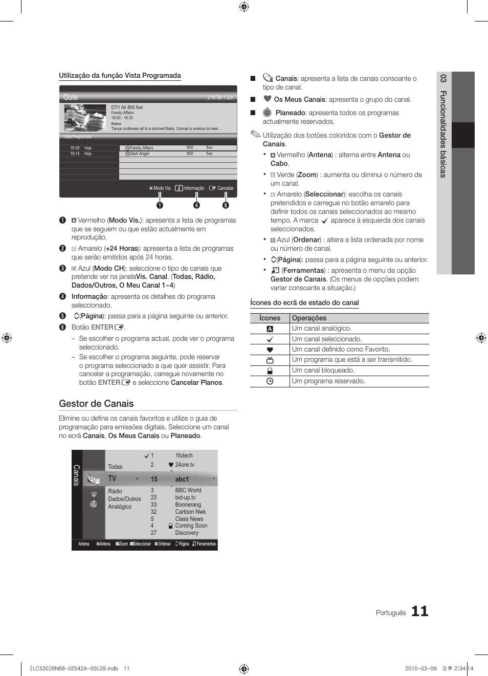 Gestor de canais | Samsung LE37C530F1W User Manual | Page 125 / 231