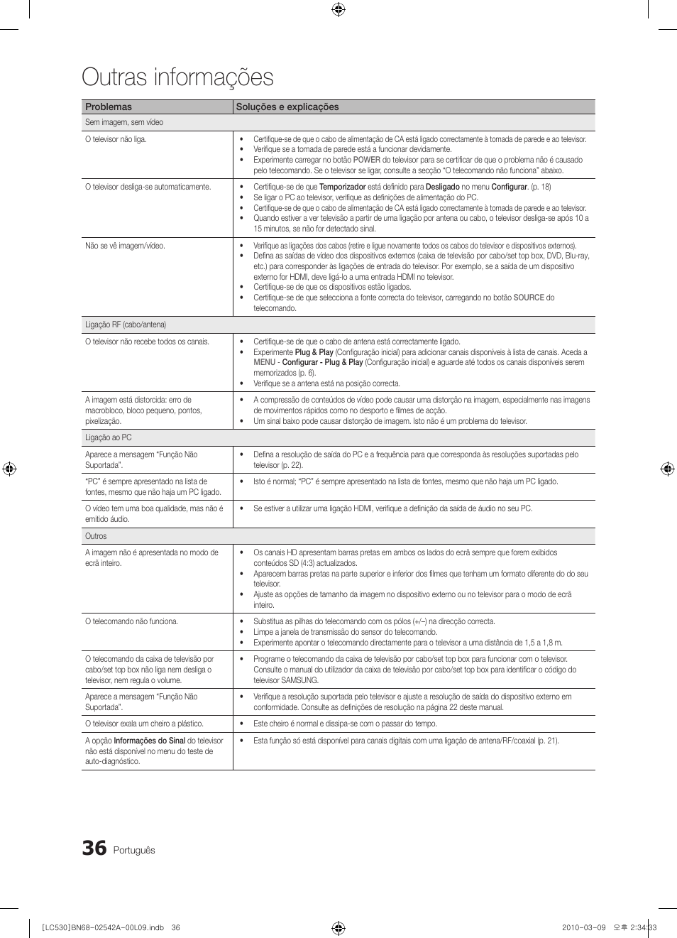 Outras informações | Samsung LE37C530F1W User Manual | Page 150 / 231