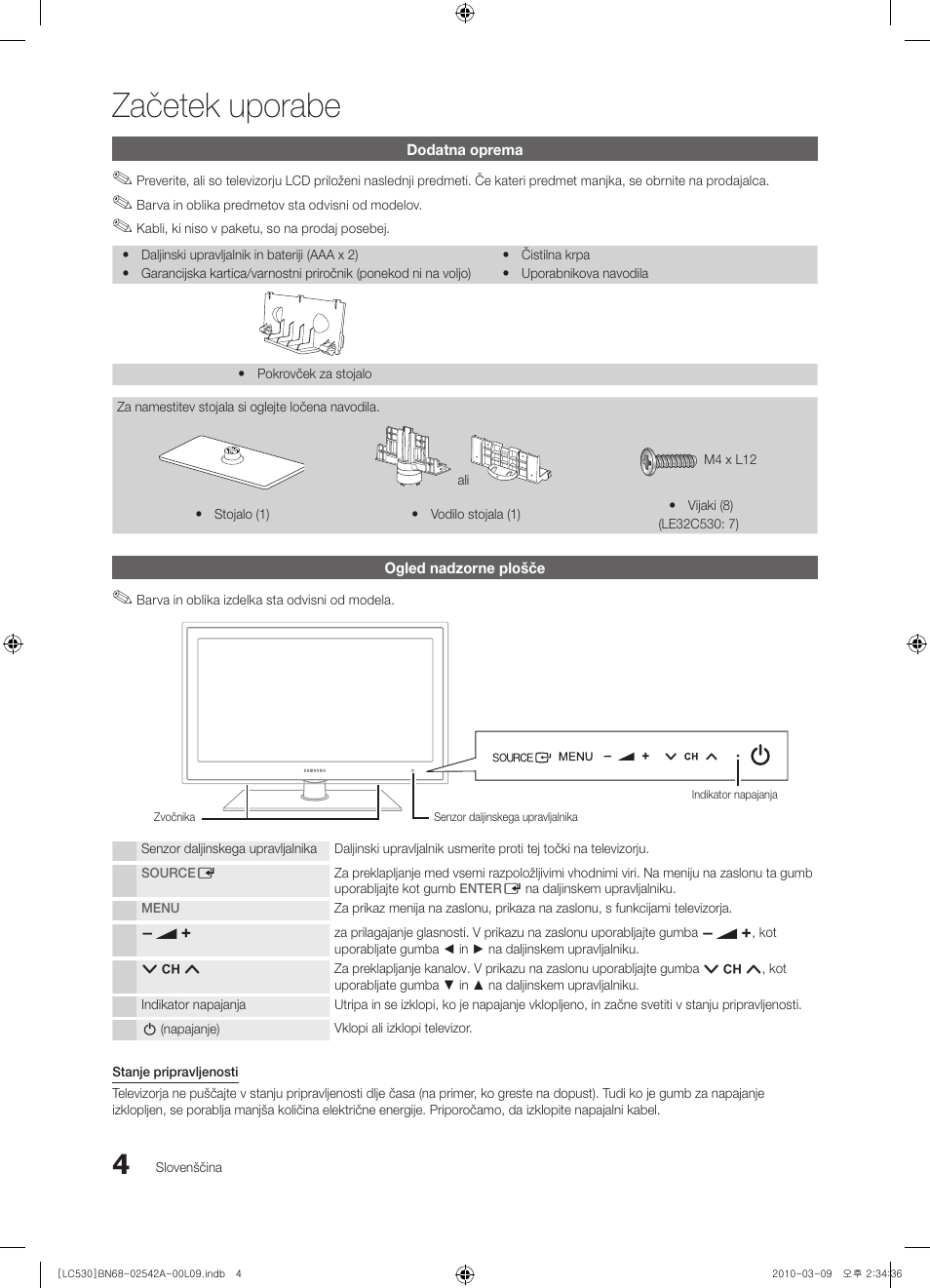 Začetek uporabe | Samsung LE37C530F1W User Manual | Page 156 / 231