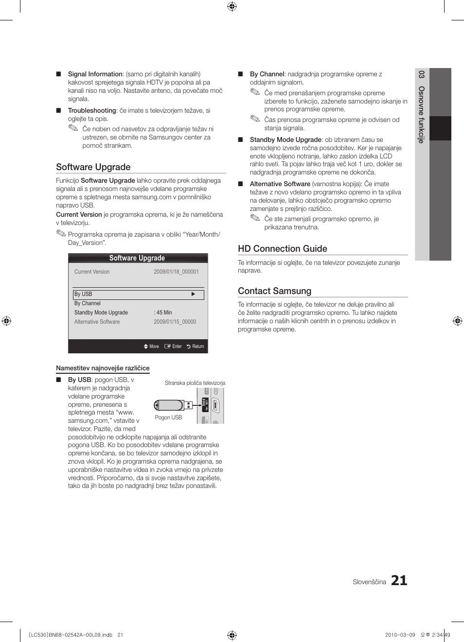 Software upgrade, Hd connection guide, Contact samsung | Samsung LE37C530F1W User Manual | Page 173 / 231