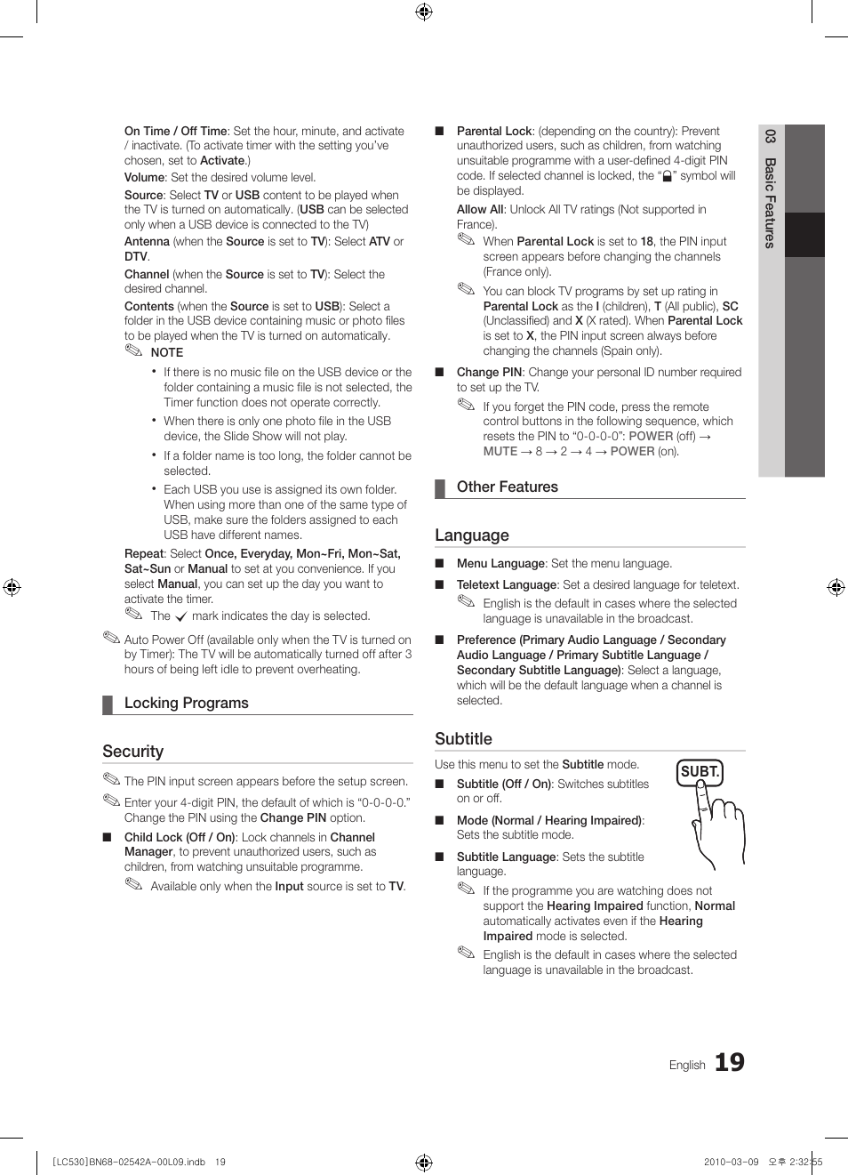 Samsung LE37C530F1W User Manual | Page 19 / 231