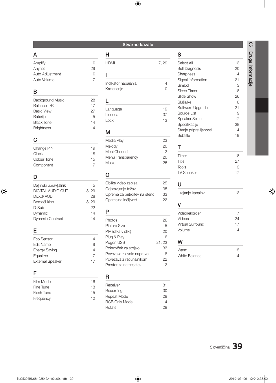 Samsung LE37C530F1W User Manual | Page 191 / 231