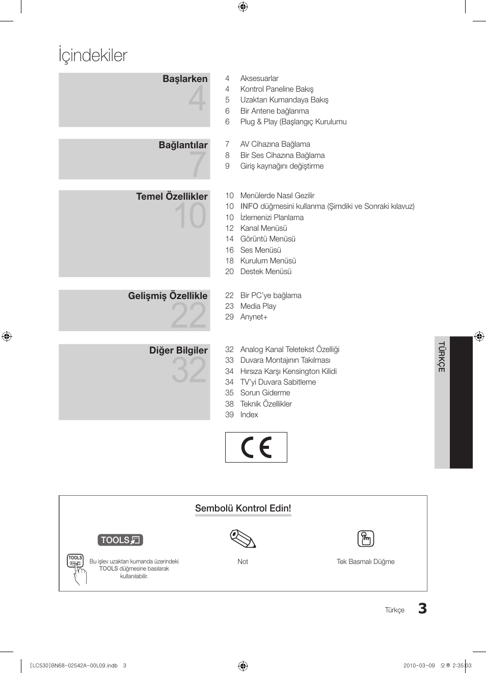 Içindekiler | Samsung LE37C530F1W User Manual | Page 193 / 231
