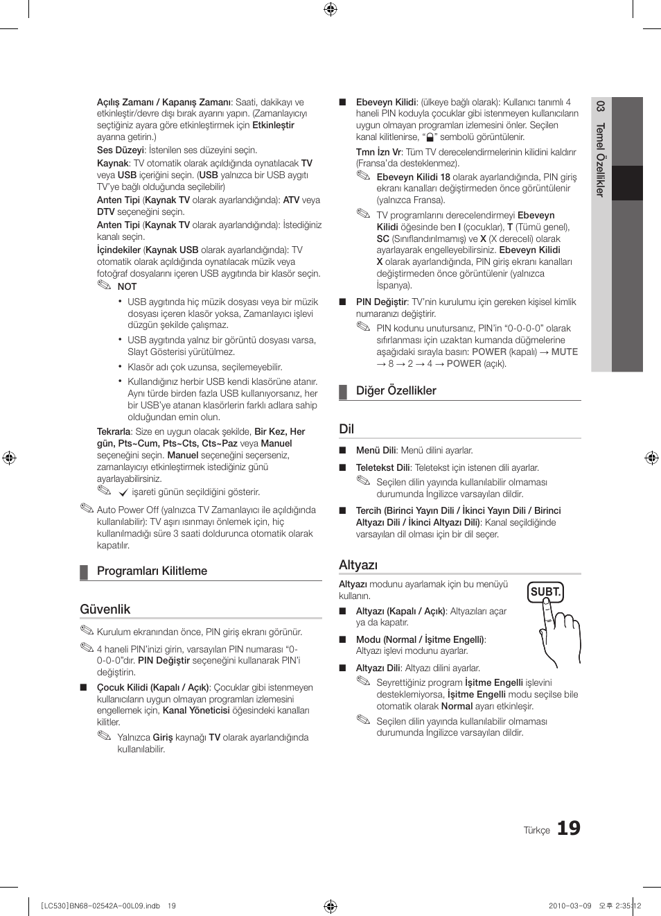 Samsung LE37C530F1W User Manual | Page 209 / 231