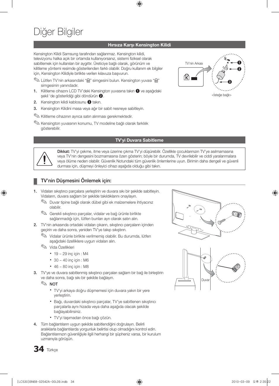Diğer bilgiler | Samsung LE37C530F1W User Manual | Page 224 / 231