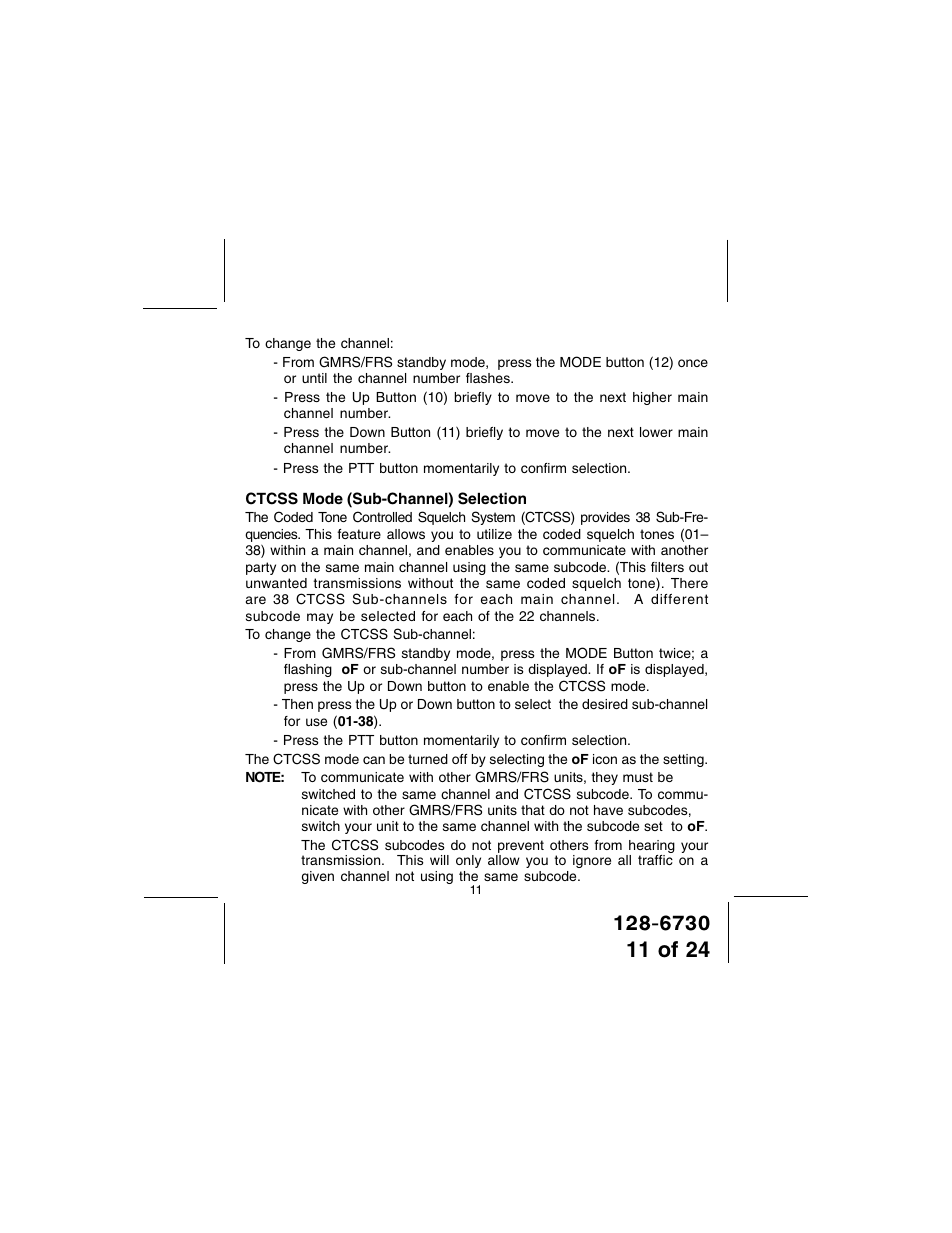 Audiovox GMRS7001-2 User Manual | Page 11 / 24