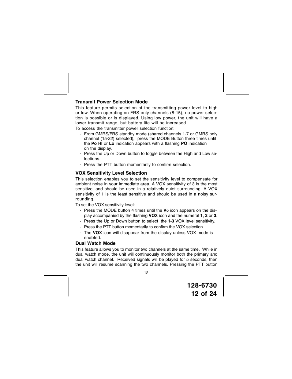 Audiovox GMRS7001-2 User Manual | Page 12 / 24