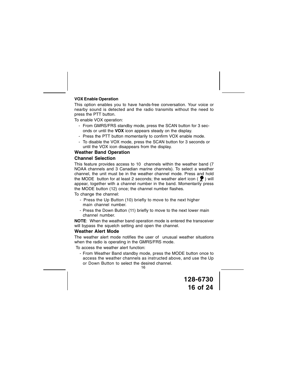 Audiovox GMRS7001-2 User Manual | Page 16 / 24