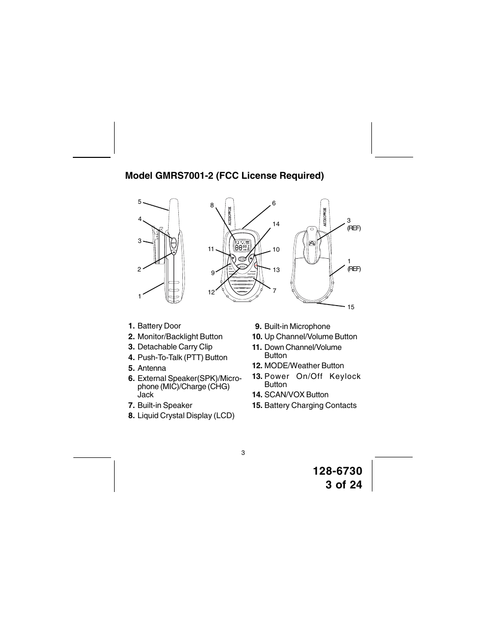 Audiovox GMRS7001-2 User Manual | Page 3 / 24