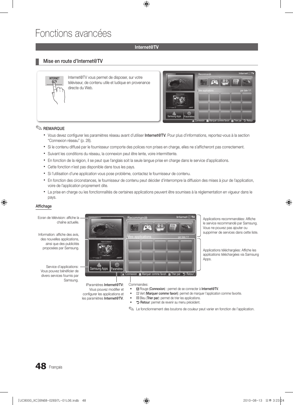 Fonctions avancées | Samsung UE65C8000XW User Manual | Page 110 / 374